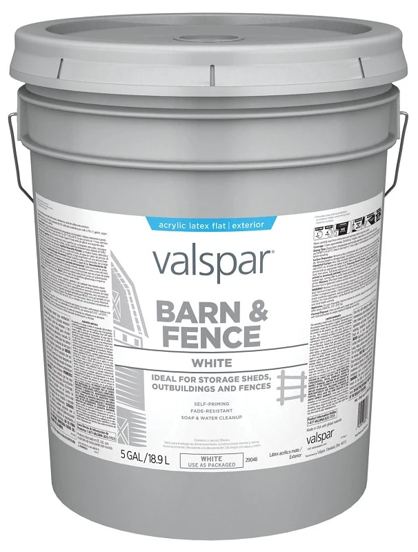 5 Gallon Latex Paint & Primer In One Flat Barn & Fence Paint, White