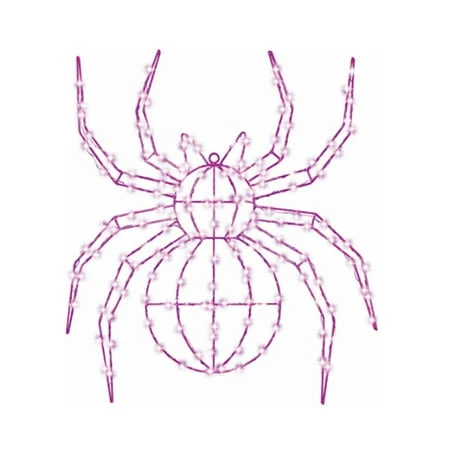 Led Halloween Decoration Flat Spider With 150 Purple Lights, 24-inch Model 9401197p-10t