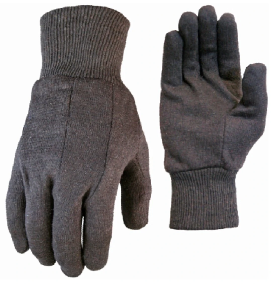 103498 Cotton Jersey Gloves, Brown - Large - Pack of 3