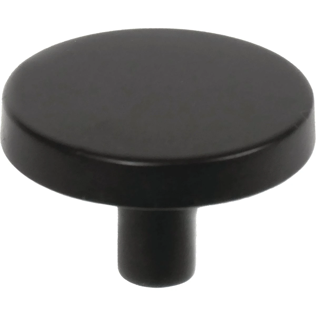 Tech Round 1-1/4 Inch Diameter Matte Black Cabinet Knob With Mounting Hardware