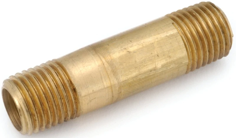 Yellow Brass Nipple, Lead Free, 1/8 x 1.5 In.