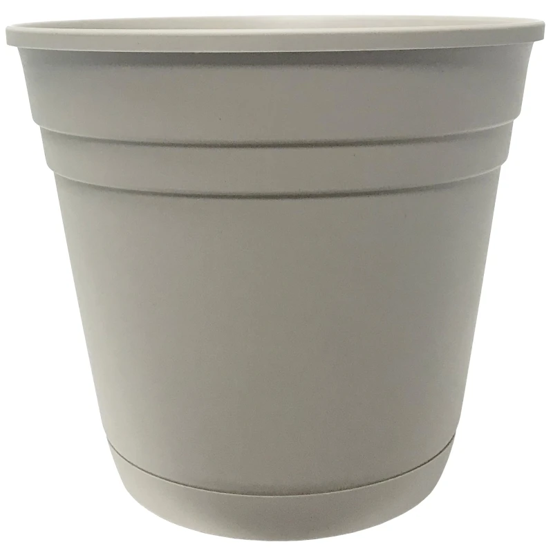 Riverland Planter With Saucer, Taupe Resin, 16 Inch Diameter