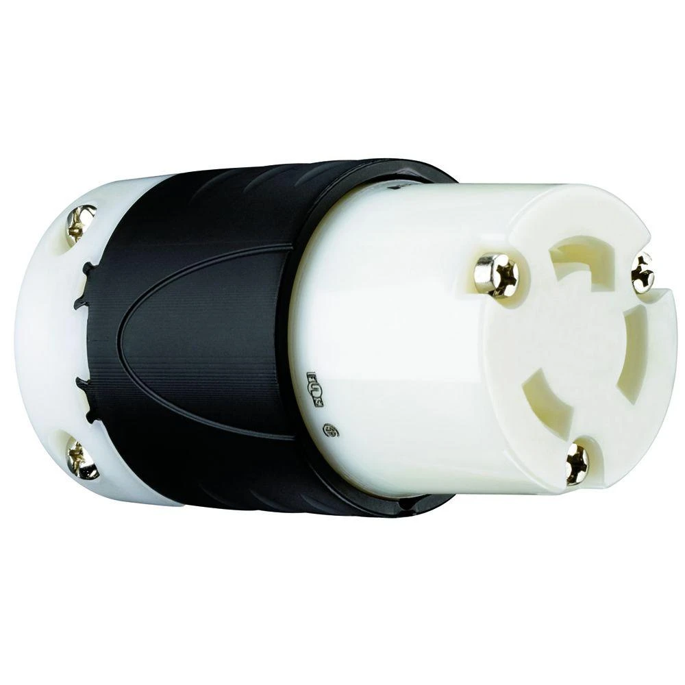 Pass & Seymour Locking Connector, 30-Amp, 250-Volt, Black/White