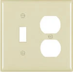 Pass & Seymour 2-Gang Wall Plate, Toggle/Duplex Openings, Nylon, Ivory