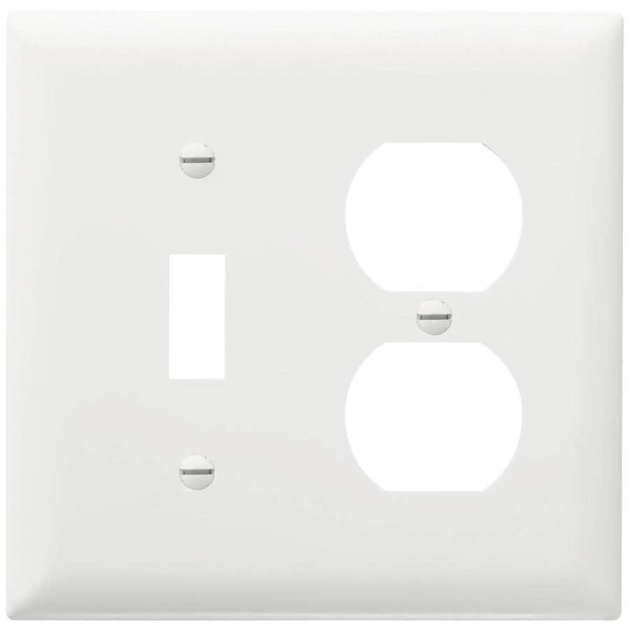 Pass & Seymour 1-Toggle & 1-Duplex Nylon Wall Plate, 2-Gang, White