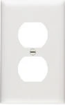 Pass & Seymour Wall Plate, 1-Gang Duplex Outlet, White Nylon