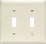 Pass & Seymour 2-Toggle Opening Nylon Wall Plate, Light Almond