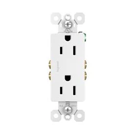 Legrand radiant Series 885WCP8 Duplex Receptacle, Thermoplastic, White, 2-Pole, 15 A, 125 V, Push, Side Wiring