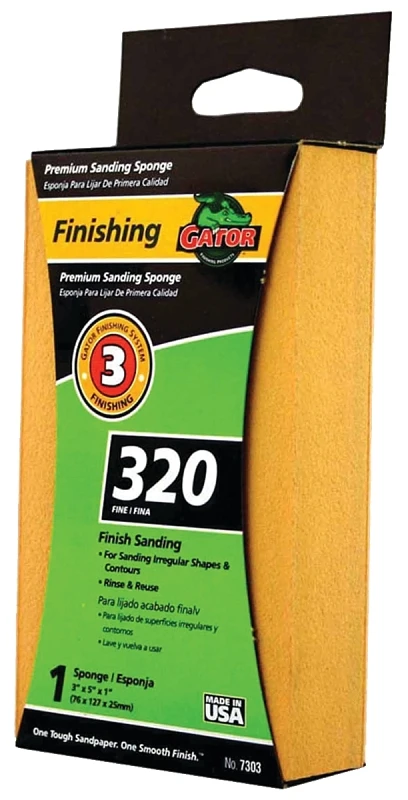 Jumbo Sanding Sponge, Large, 3" X 5" X 1", 320-grit For Superior Finishing