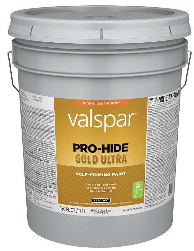 Pro Hide Gold Ultra Zero Voc Interior Semi-gloss Paint, Clear Base, 5 Gallon