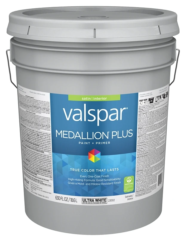 Premium Satin Interior Paint & Primer, Ultra White, 5 Gallon