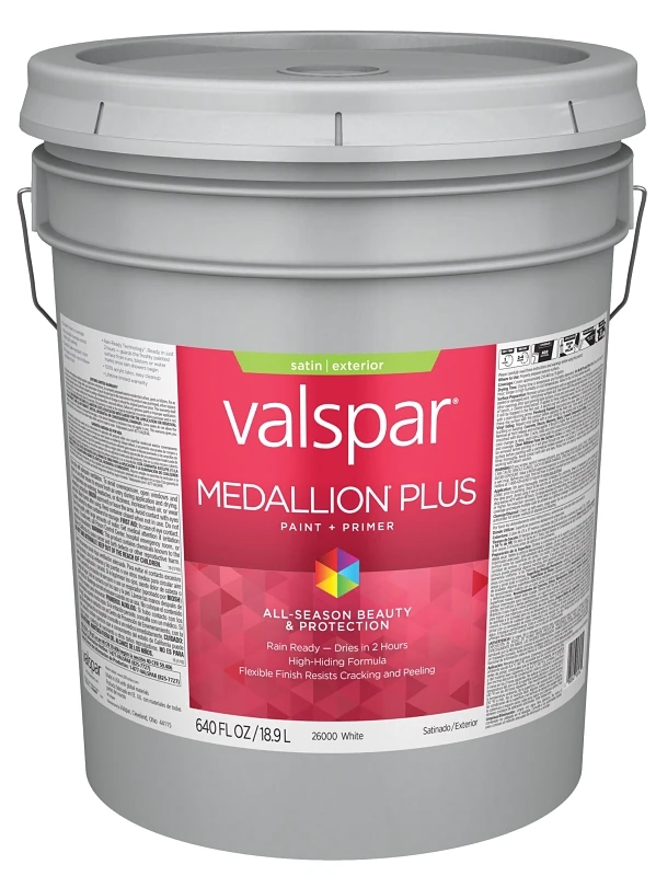 Medallion Plus Premium Satin Exterior Paint & Primer, White, 5 Gallon