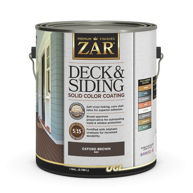 Solid Deck & Siding Coating, Oxford Brown, 1 Gallon - Durable & Versatile