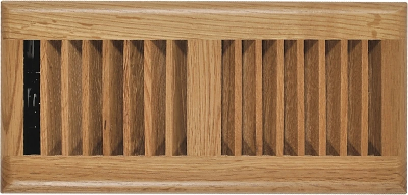 Floor Register, Oak Louvered Hardwood, 4 x 10 In.