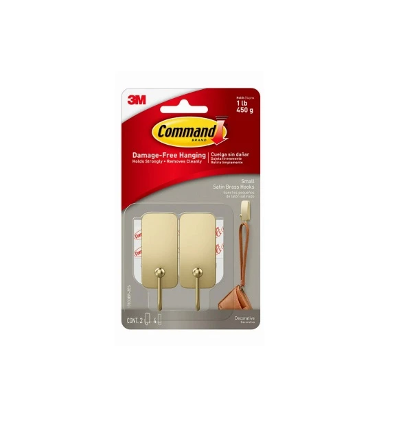 118822 Small Satin Brass Hook - 2 per Pack - Pack of 4