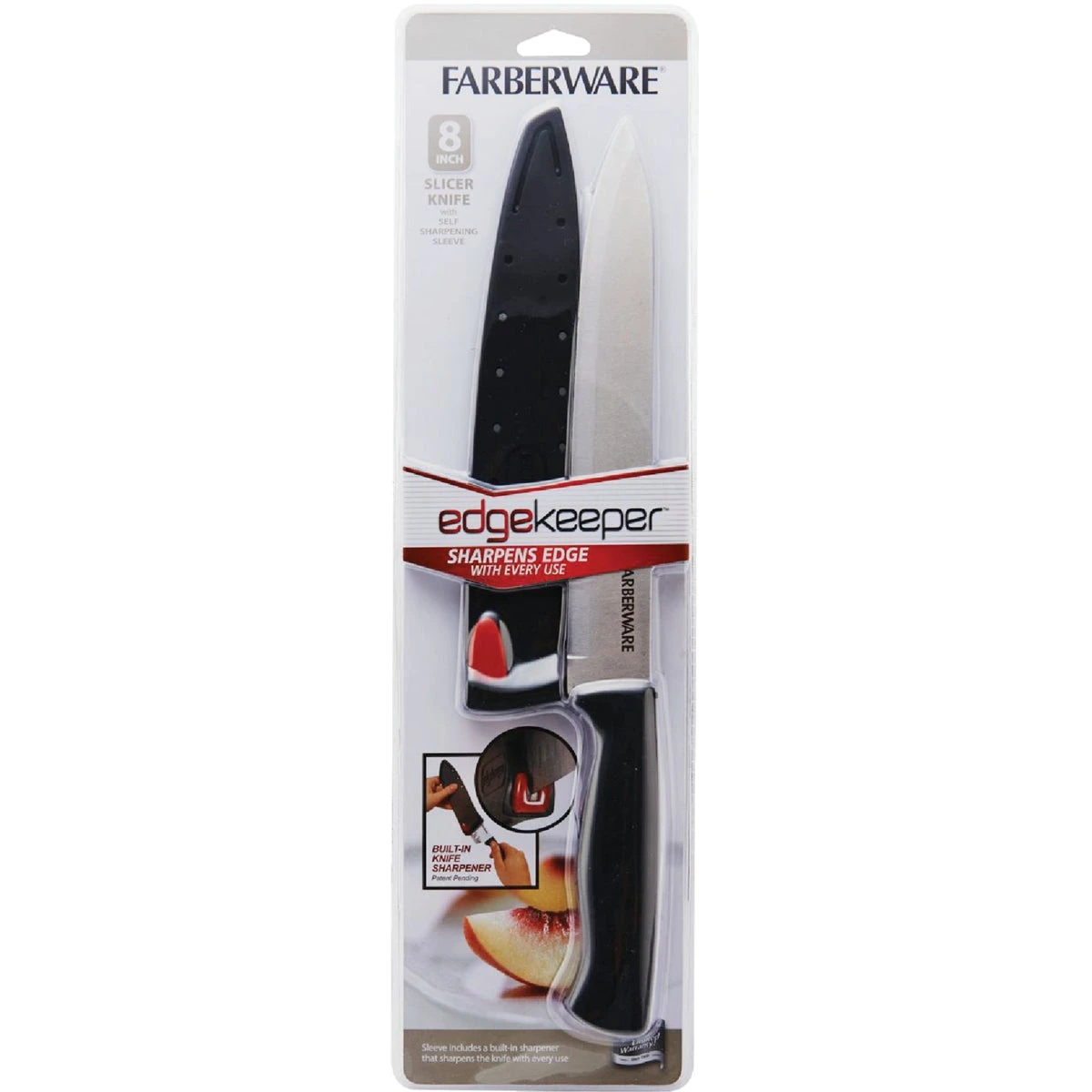 Farberware 8 Inch Black Slicer Knife With Edgekeeper Sheath And Sharpener