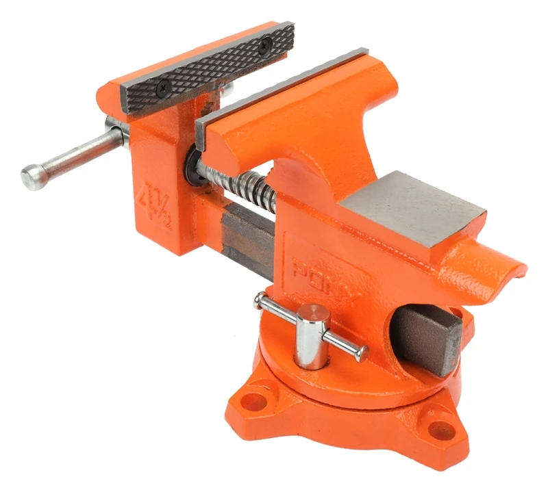 Bench Vise With Swivel Base, Light-Duty, Orange, 4.5-In.