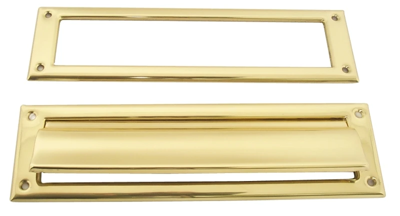 2 x 11-In. Brass Mail Slot With Magazine Open Back Plate