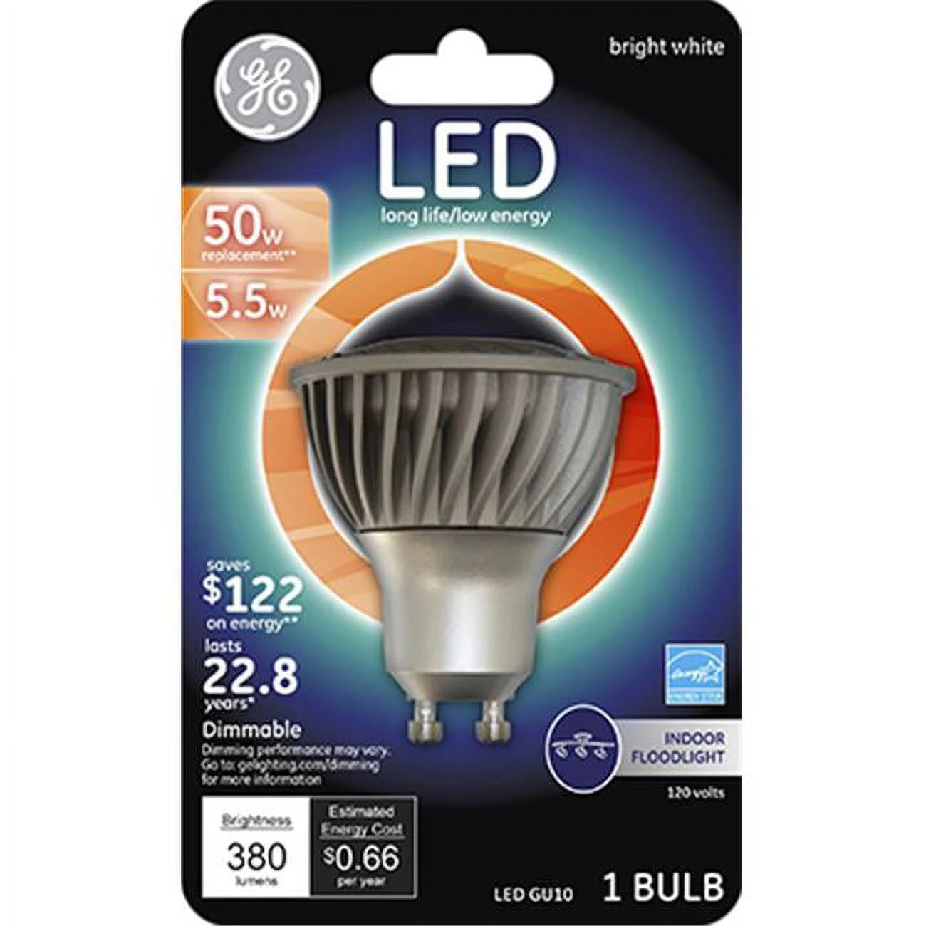 LED Floodlight Bulb, Indoor, Bright White, White Bulb, 385 Lumens, 5.5 Watt