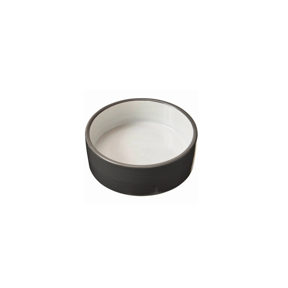 Ceramic Dog Bowl, 2-Tone Gray, 5 In.
