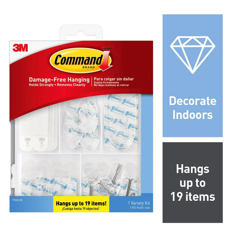 Command 17232-ES Hanging Hook Kit, Plastic, Clear