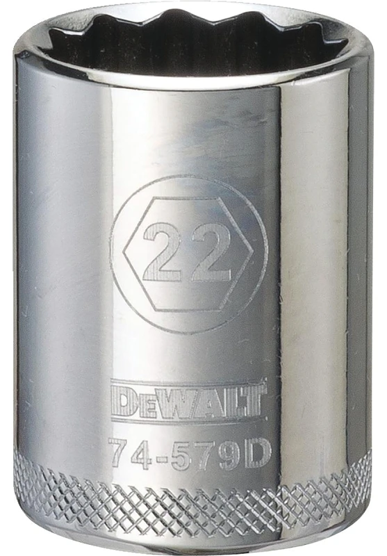 Metric Shallow Socket, 12-Point, 1/2 In. Drive, 22mm