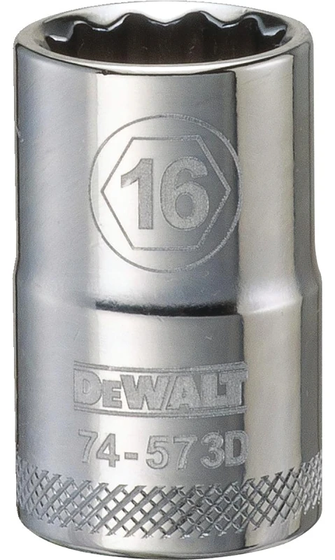 Metric Shallow Socket, 12-Point, 1/2 In. Drive, 16mm