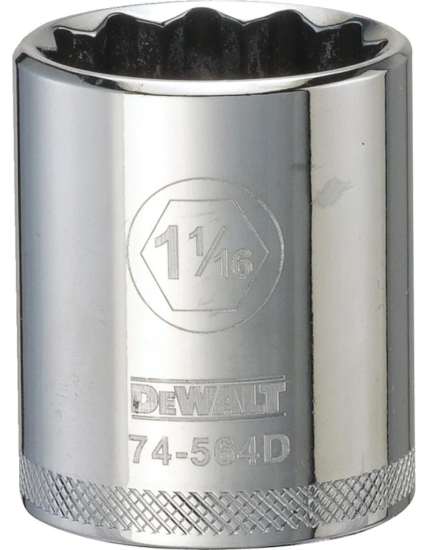 SAE Socket, Shallow, 12-Point, 1-1/16 In., 1/2 In. Drive
