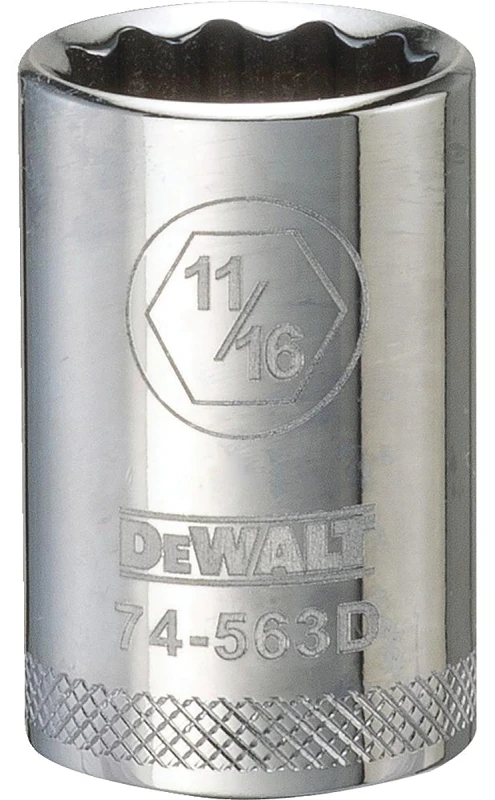 SAE Socket, Shallow, 12-Point, 11/16 In., 1/2 In. Drive