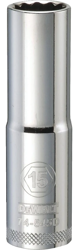 Metric Deep Socket, 12-Point, 1/2 In. Drive, 15mm