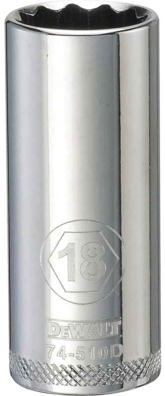 Metric Deep Socket, 12-Point, 3/8 In. Drive, 18mm