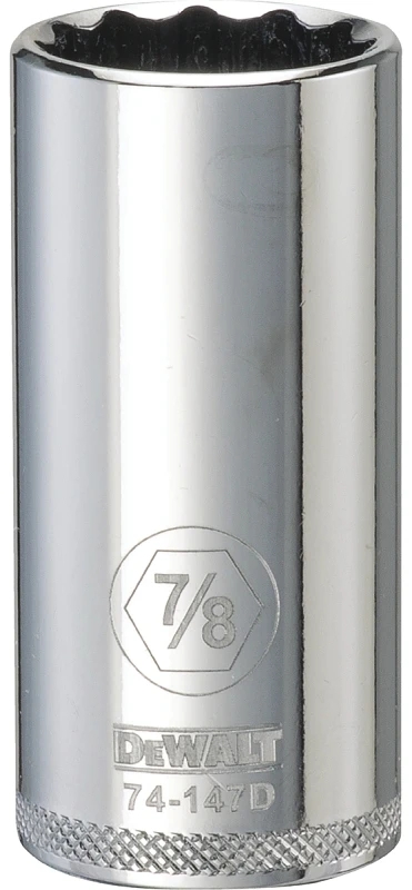 SAE Socket, Deep, 12-Point, 7/8 In., 3/8 In. Drive