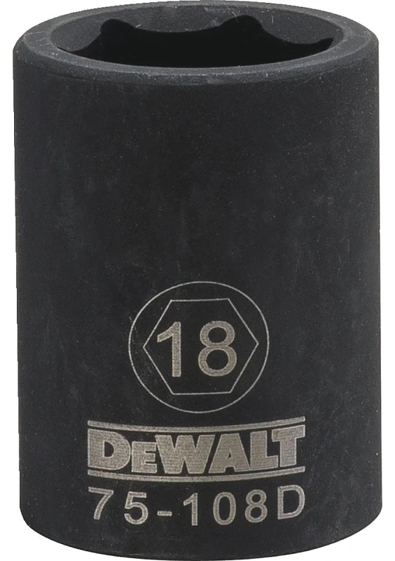 Metric Impact Socket, 6-Point, Black Oxide, 1/2 In. Drive, 18mm