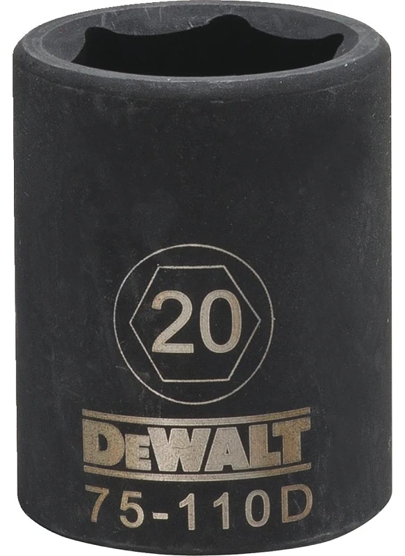 Metric Impact Socket, 6-Point, Black Oxide, 1/2 In. Drive, 20mm