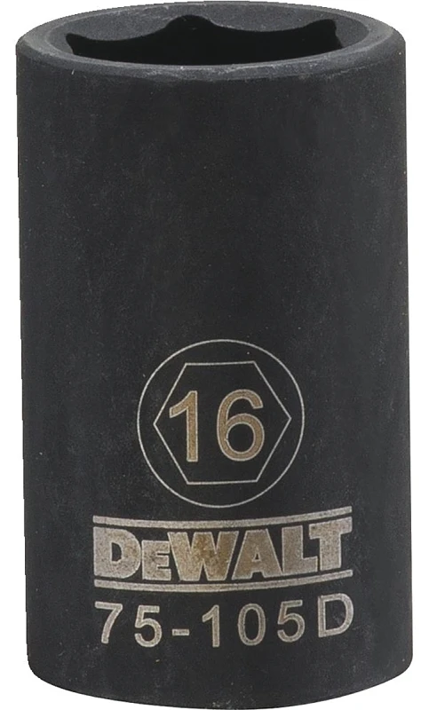 Metric Impact Socket, 6-Point, Black Oxide, 1/2 In. Drive, 16mm