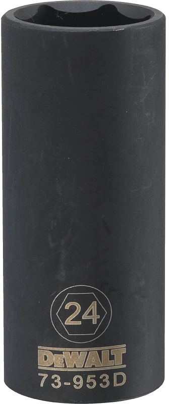 Metric Deep Impact Socket, 6-Point, Black Oxide, 1/2 In. Drive, 24mm