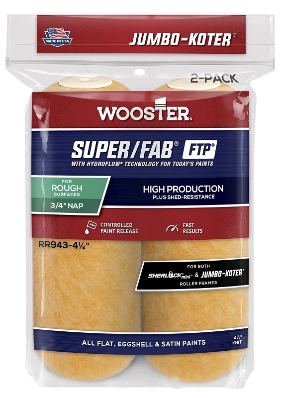 Wooster Super/fab Ftp Synthetic Blend Paint Roller Cover 3/4 In. X 4-1/2 In. 2 Pk