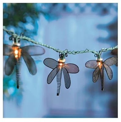 Ac-176-blk-fs Metal Dragonfly String Light Set - 10 Lights - Black