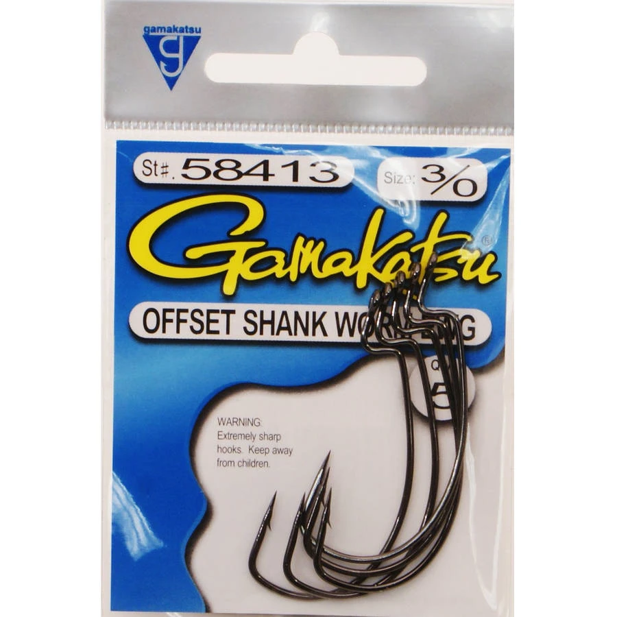 Plastic Worm Fish Hook, Size 3/0, 5-Pk.