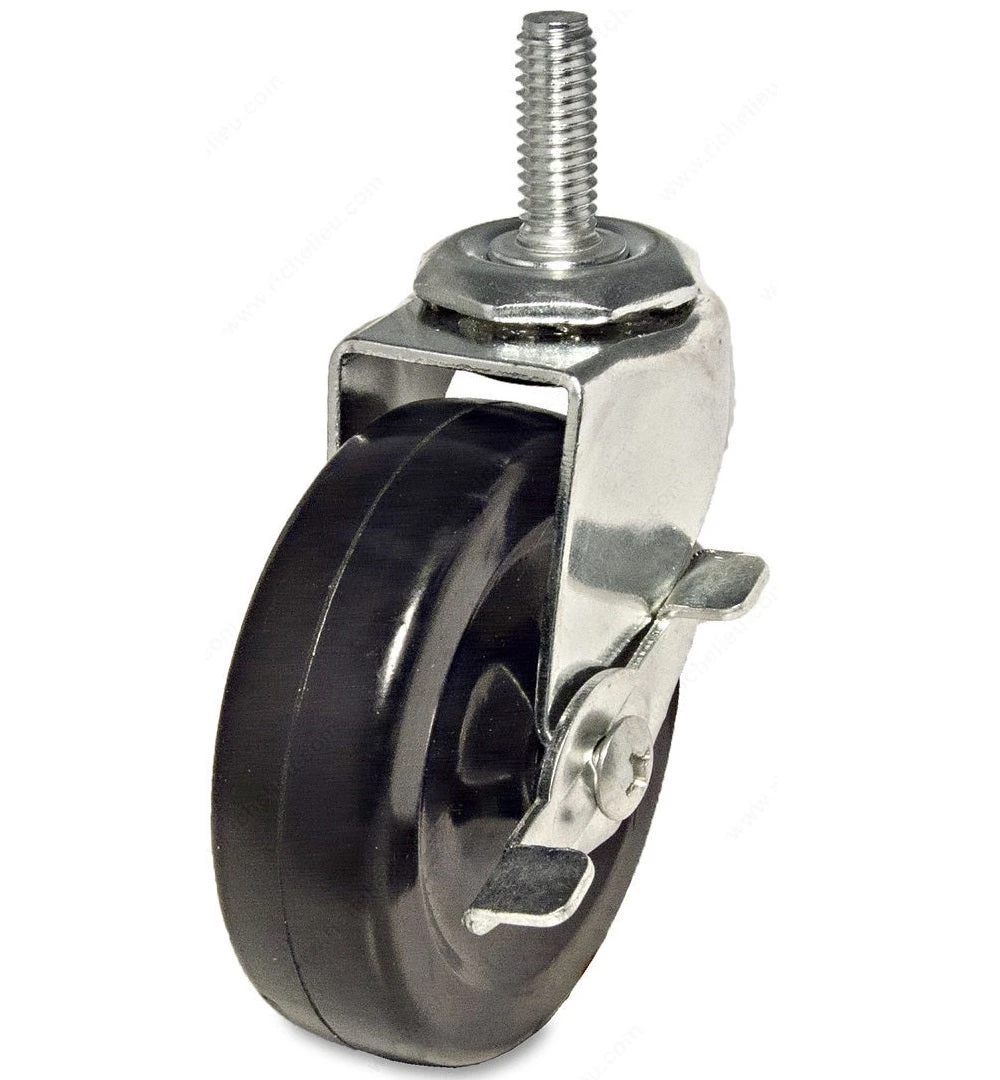 Caster Wheel with Brake, Black, 2 In.