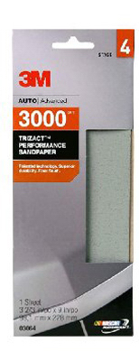 Trizact Performance Sandpaper, 3000 Grit, 3-2/3 X 9 Inches, Single Sheet