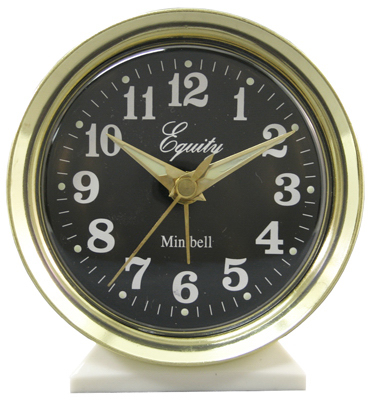 4 Inch Round Analog Wind-up Bell Metal Alarm Clock - Almond/brown Finish