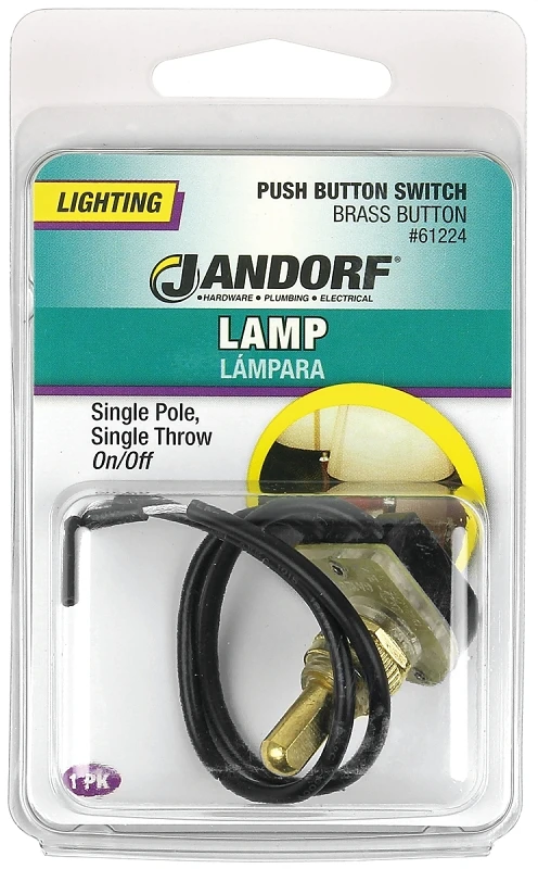 6a Single Pole Push Button Appliance Switch Black/brass 1 Pk, Model 61224