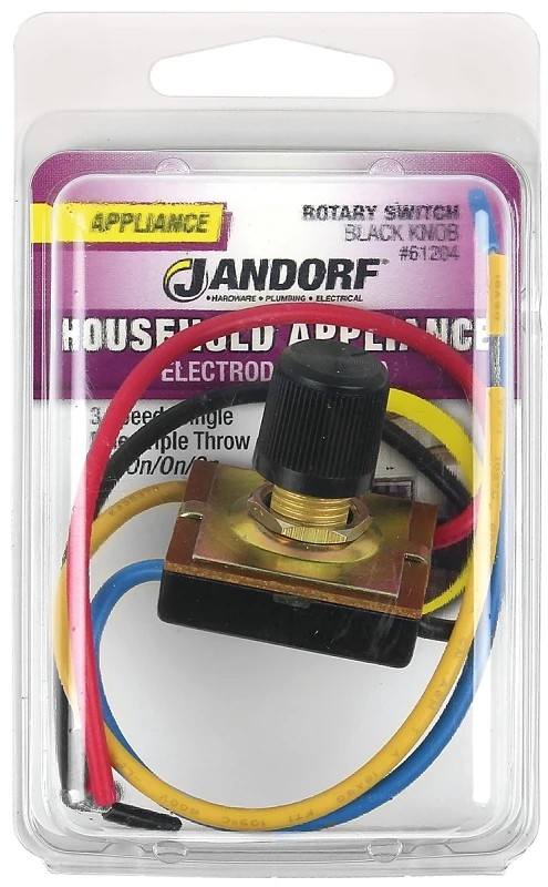 13a Single Pole Rotary Appliance Switch Black/silver 3 Speed 61204 1 Pk