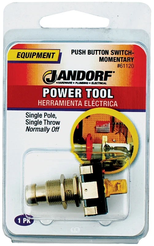15a Single Pole Push Button Power Tool Switch Silver Spst 1 Pk Model 61120