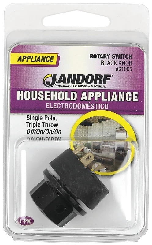 13a Single Pole Rotary Appliance Switch Black 1 Pk, Model 61005, 5 Tabs