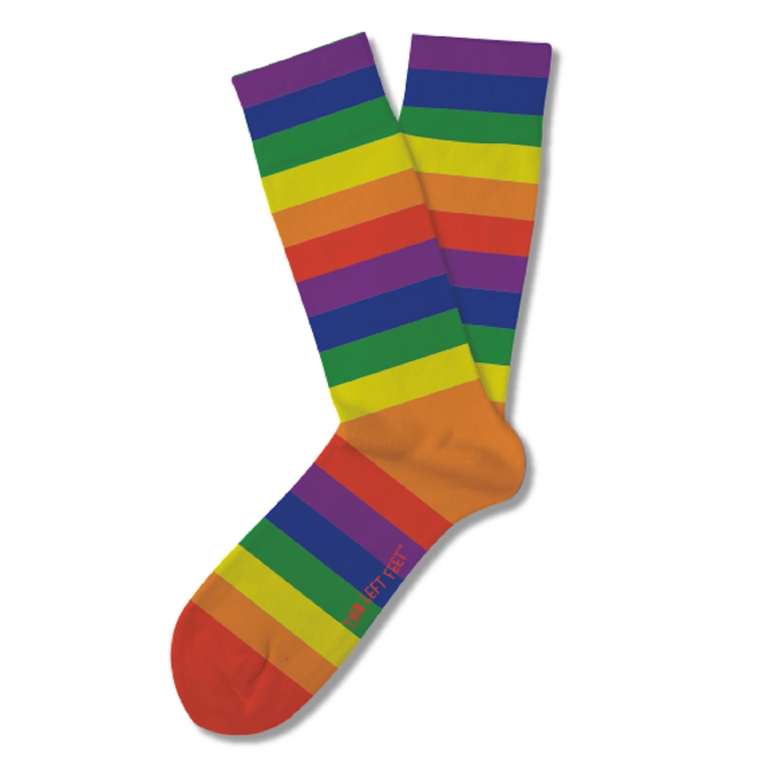 Two Left Feet Unisex Color Me Rainbow Novelty Socks - Multicolored Striped Design