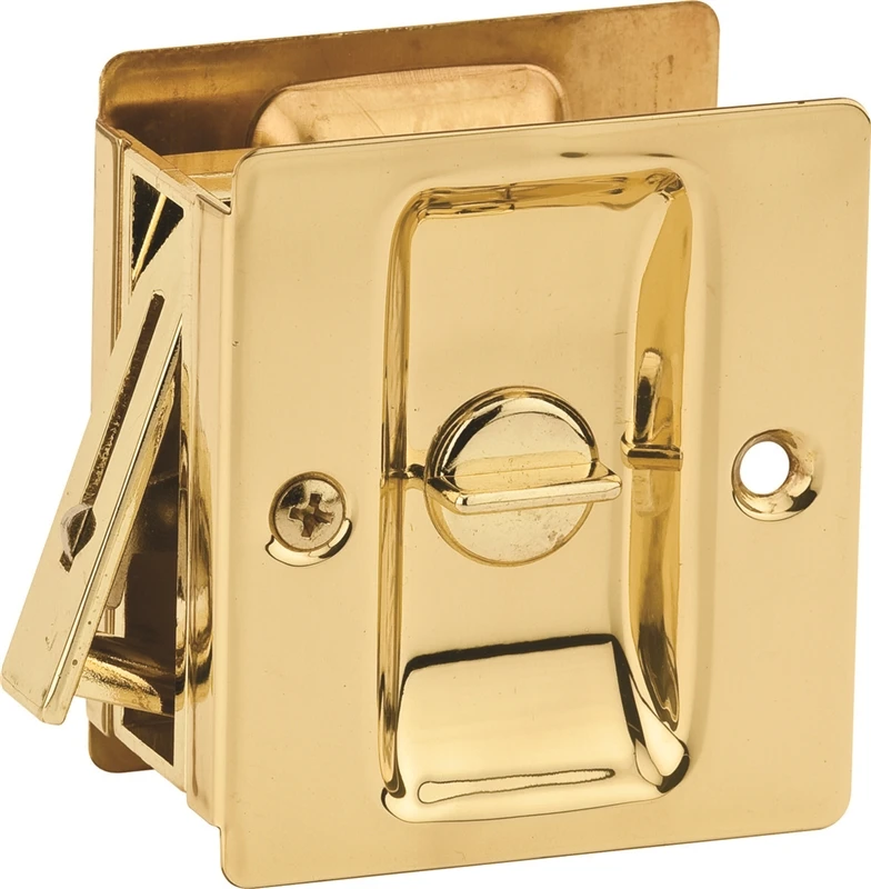 333 3cp Privacy Sliding Pocket Door Lock In Polished Brass Finish