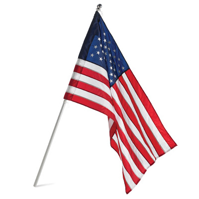U.S. Flag & Pole Set, Nylon, 2.5 x 4 Ft.