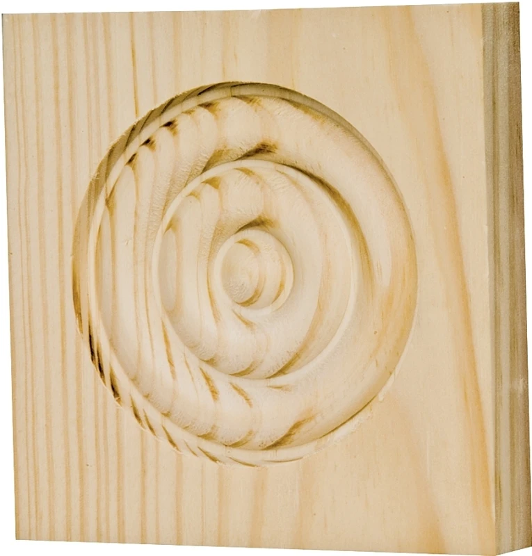 Trim Block Moulding Rosette Oak 3.75 X 3.75 X 1-inch Decorative Block